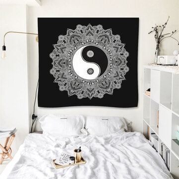 YingYang Mandala Tapestry Wall Hanging Indian Hippie Tapestry Mulit-functional Picnic Mat Bath Cloth