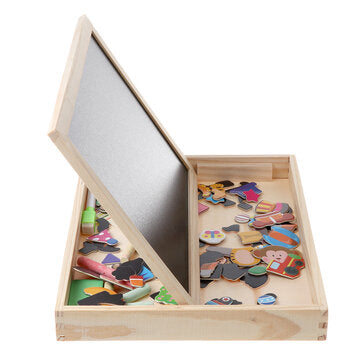 Wooden Magnetic Puzzle Kids Circus Drawing Board Educational Puzzle Toys Gifts
