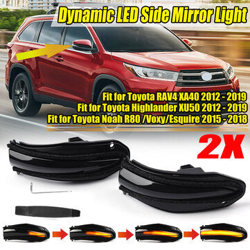 For Toyota Noah R80 Voxy Esquire RAV4 13-18 Highlander 4Runner LED Dynamic Turn Signal Light Sequent
