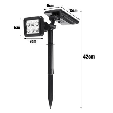 Solar Powered 5W 6 LED Lawn Lamp Colorful Spotlight Waterproof Outdoor Security Path Split Garden Li
