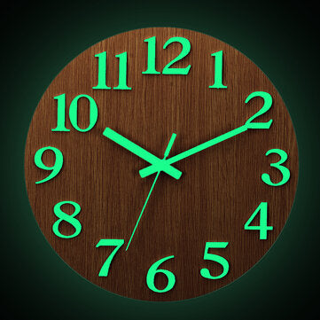 Wall Clock Glow In The Dark Silent Quartz Indoor Living Room Bedroom Luminous