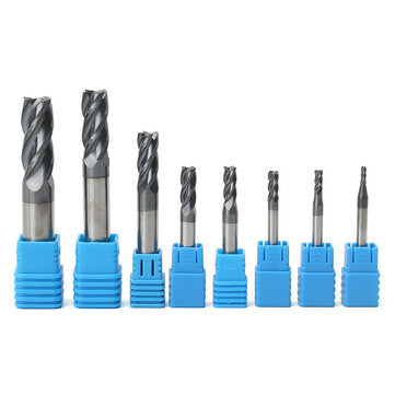 Drillpro 8pcs 2-12mm 4 Flutes Carbide End Mill Set Tungsten Steel Milling Cutter