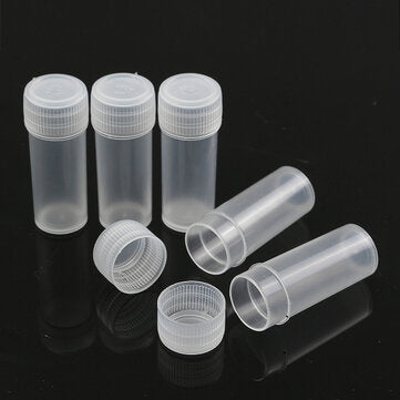 50PCS 5ml Plastic Sample Small Bottle Vial Storage Container Test Tube for Lab