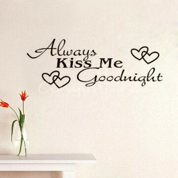 Waterproof Wall Sticker Always Kiss Me Vinyl Removable Wall Decorative Paper for Home Office DIY Wal