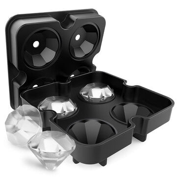 4 Grids Diamant Form Ice Cube Mold Ice Mold Maker Bar Party Silikon Ice Trays for ... (COLOR: BLACK)