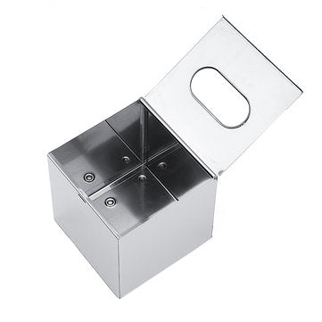 Chrome Coloured Cube Square Tissue Box Holder Cover Box Napkin Bathroom Organizer