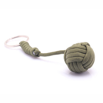 B039 Security Protection Monkey Fist Steel Ball Bearing Self Defense Lanyard Survival Key Chain Blac
