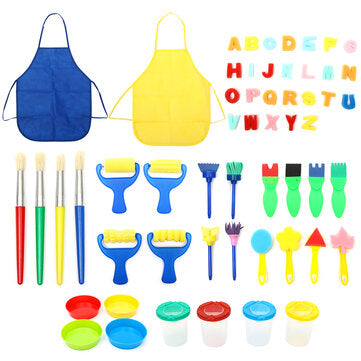 56Pcs DIY Child Painting Tool Kit Roller Mold Sponge Educational Drawing Toys Gift