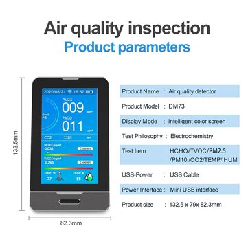 WIFI PM2.5 PM1.0 PM10 Temperature Humidity Air Quality Monitor 4.3 Inch LED Display Intelligent CO2