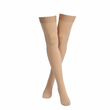 Skin Color Anti Skid Compression Thigh Stocking Prevent Varicose Vein Socks Pain Relief... (SIZE: M)