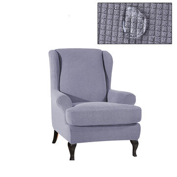 Waterproof Elastic Armchair Wingback Wing Chair Slipcover Protector Covers (COLOR.: LIGHTGRAY)