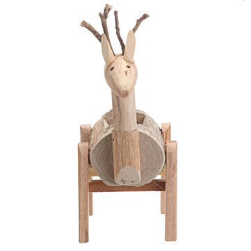 Mini Wooden Potted Plant Deer Shaped Home Furnishing Flower Pots Living Room Office Desktop Plant Or