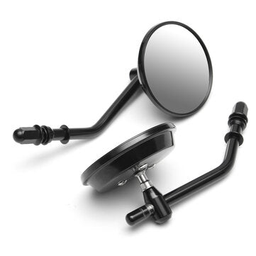 Pair 3" Round Motorcycle Rear View Mirrors Aluminum Classic Retro For Davidson Ry... (COLOR.: BLACK)
