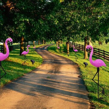 Solar Flamingo Stake Light Lantern Solar Powered Pathway Lights Outdoor Waterproof Garden Decorative