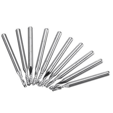 10pcs Single Flutes Milling Cutter 3.175mm Shank 2mm Tip Carbide End Mill CNC Cutting Tool