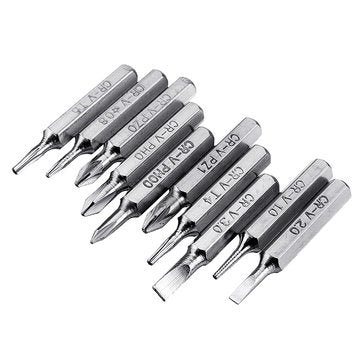 Drillpro 10pcs 4mm CR-V Screwdriver Bit Set Phillips Slotted Torx Batch Head Bit Mobile Phone Repair