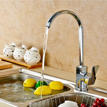 Square Chrome Brass Kitchen Bathroom Hot Cold Water Switch Basin Mixer Tap