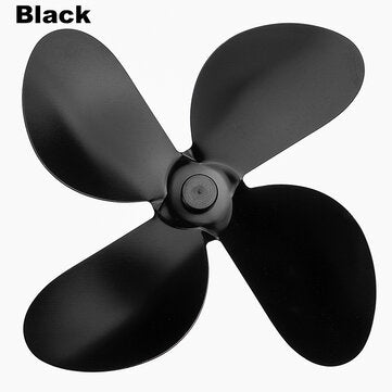 4 Fireplace Fan Blades For Thermal Fire Heater Power Wood Stove Fan Household Eco (COLOR1: BLACK)