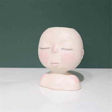Nordic Doll Shaped Flower Pot Sculpture Flower Pot Art Vase Home Decor Succulents Head Shaped Vase O