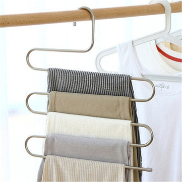Mrosaa 5 layers S Shape MultiFunctional Clothes Hangers Pants Storage Hangers Cloth Rack Multilayer