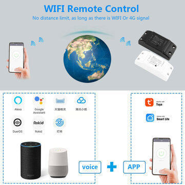 SMATRUL Black Switch Smart Life APP WiFi Voice Relay Controller Timer Module 110V 220V 10A