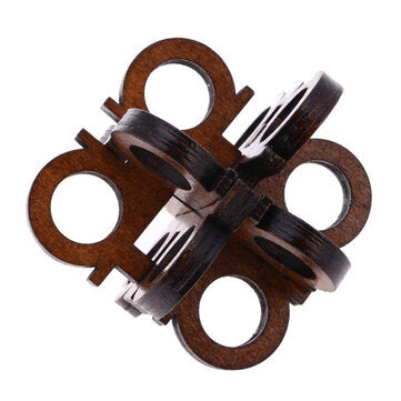 Wooden Intelligence Toys Kong Ming Lock Glasses Lock Puzzle 3D Brain Teaser Puzzle for Kids Children