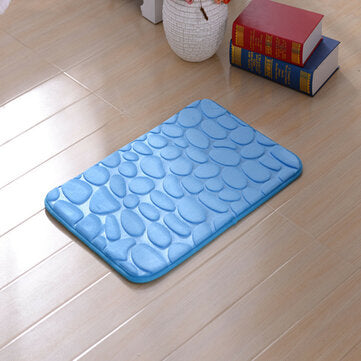 Colorful 3D Pebbles Bath Rug Natural Absorbent Rubber Bath Floor Mat Rebound (COLOR.: BLUE)