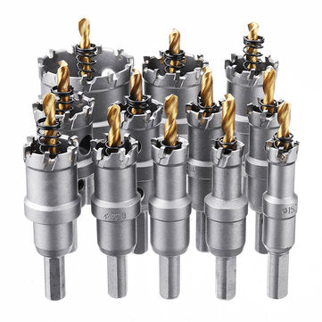 Drillpro 12pcs 15mm-50mm Upgrade M35 Titanium Coated Hole Saw Cutter for Stainless Steel Aluminum Al