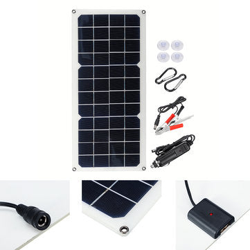 16V 10W 1.2A 420x190x2.5mm Monocrystalline Semi-flexible Solar Panel Set with Rear Junction Box Supp