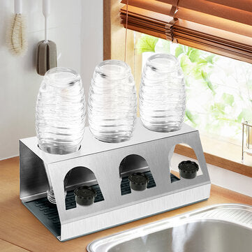 Stainless Steel 3 Holes Cup Bottle Holder Drainer Drying Rack