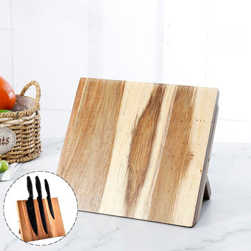 Wooden Magnetic Knifes Holder Block Kitchen Cookware Cutlery Storage Organizer Kitchen Storage Conta