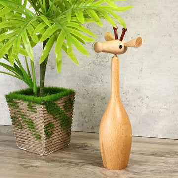 Wooden Giraffe Toy 21cm Height With Movable 360 Degree Rotate Head Nordic Style Toys For Home Office