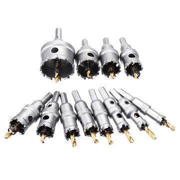 Drillpro 12pcs 15mm-50mm Upgrade M35 Titanium Coated Hole Saw Cutter for Stainless Steel Aluminum Al