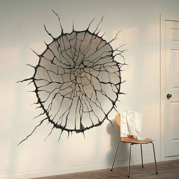 Miico Creative 3D Round Broken Wall PVC Removable Home Room Decorative Wall Door Decor Sticker