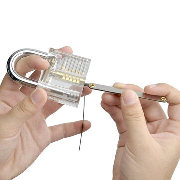 DANIU Transparent Practice Padlock with 12pcs Unlocking Lock Picks Set Key Extractor Tools