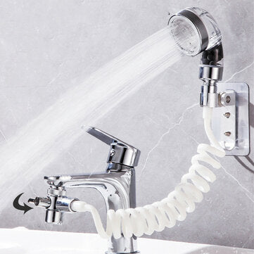 Bathroom Wash Face Basin Water Tap External Shower Head Flexible Hair Washing Faucet Rinser Extensio