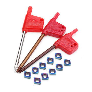 Drillpro 3pcs SCLCR Lathe Boring Bar Turning Tool Holder Set with 10pcs Blue Nano CCMT0602 Inserts