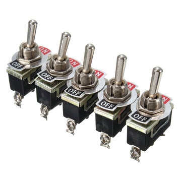 5Pcs SPST 2Pin Heavy Duty 15A 250V ON/OFF Rocker Toggle Switch Waterproof Boot