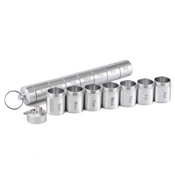Weekly Pill Box Aluminum Alloy Waterproof Detachable Travel Pill Storage Organizer Container Portabl