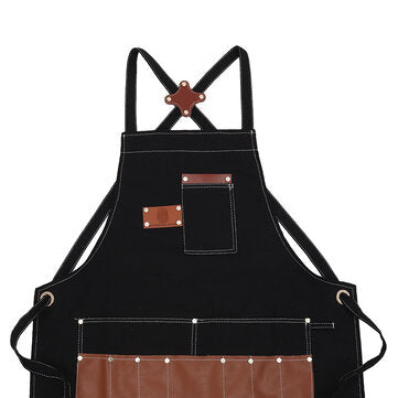 Multi-pocket Denim Work Apron Washable Dust-proof Apron For Craftsman Carpenter Mason