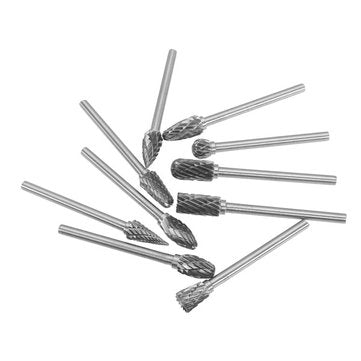 Wolike 10pcs 3mm Shank Tungsten Carbide Burr Rotary File Drill Bits Cutter