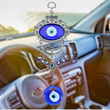 Turkish Oval Blue Evil Eye Amulet Wall Hanging Car Decor Blessing Protector Decorations