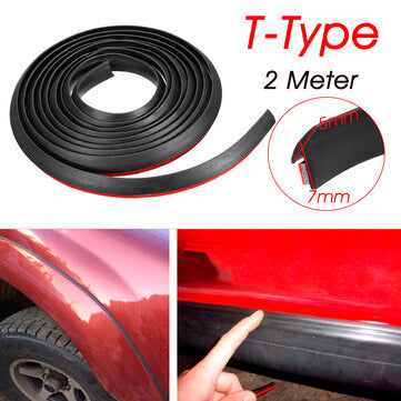 Universal 2M Black Rubber Seal Car Door Edge Guard Molding Trim Protectors Strip (COLOR: BLACK)