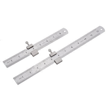 Drillpro 26mm Width 20/30cm Length Straight Ruler With Locking Stop Metric/Inch W... (LENGTH: 200MM)