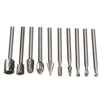 Drillpro RB2 10pcs HSS Router Bit Burr For Dremel and Rotary Engraving Wood Working Tool