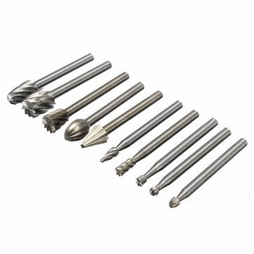 Drillpro RB2 10pcs HSS Router Bit Burr For Dremel and Rotary Engraving Wood Working Tool