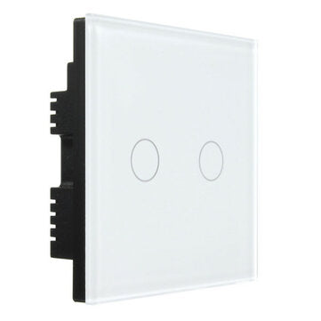 AC 250V Tempered Glass Wall Switch Panel - Two Switch Double Control (COLOR.: WHITE)