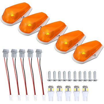 5pcs Roof Light Housing with T10 Marker Clearance Lamp Amber for Ford Pickup