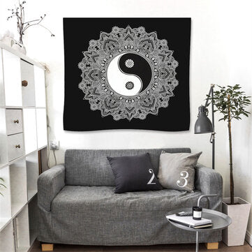YingYang Mandala Tapestry Wall Hanging Indian Hippie Tapestry Mulit-functional Picnic Mat Bath Cloth
