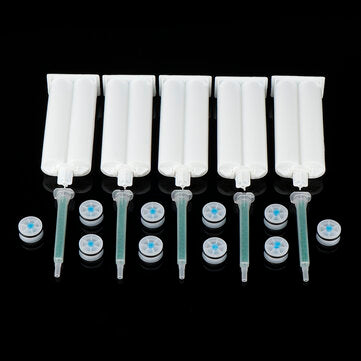 5Pcs/set 50ml 1:1 AB Glue Tube Dual Glue Cartridge Two Component Dispenser Tube with Mixing Tube Mix